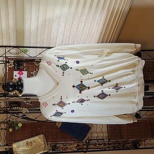 Womens vintage Teddi Sport sparkle gem pullover top with shoulder pads.